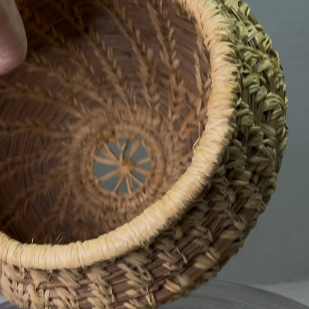 Authentic Tohono O’odham (Papago) Handwoven Southwestern Basket — Signed